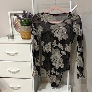 Blush Black and Cream Lace Bodysuit